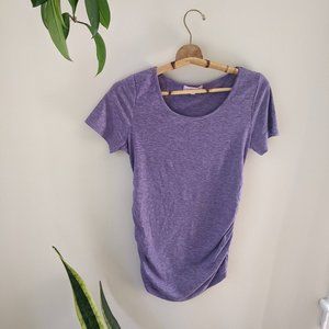 Bhome | Maternity Active Short Sleeve T-shirt. Heather Purple. Size Medium.